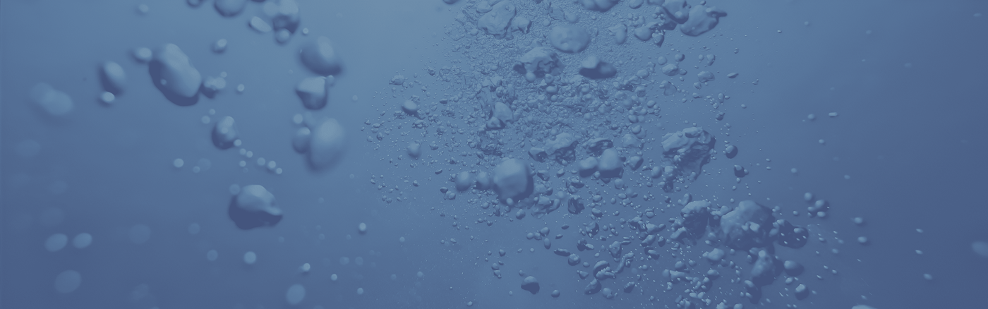 Close-up of blue bubbles, symbolizing HydroLumi's hydrogen water technology.